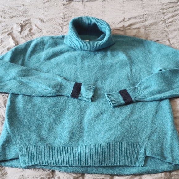 Duffy wool turquoise turtleneck sweater size S feels like cashmere EUC - Picture 4 of 8